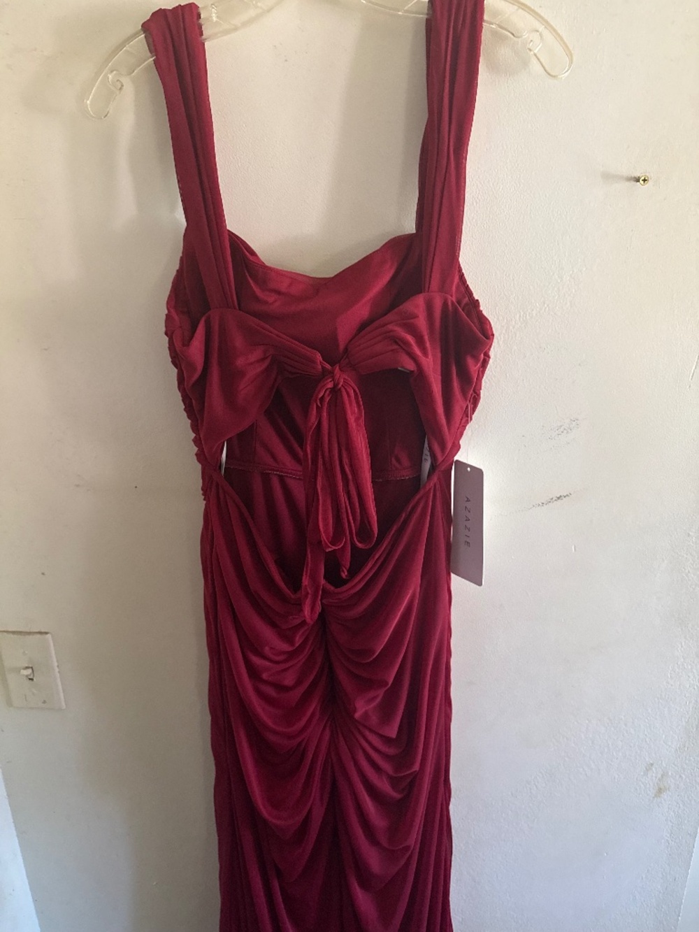 Azazie Wine Ruched Sleeveless Formal Gown - Picture 5 of 8